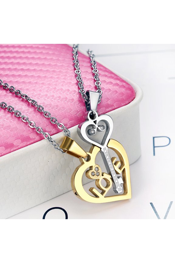 1 Set Stylish Couple Necklaces Multi-Color Stainless Steel Chains for Men and Women Fashion Accessories