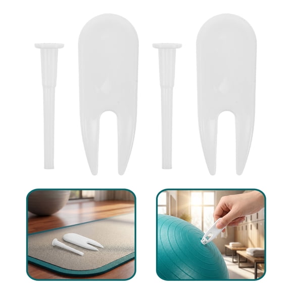 BESTYASH 1Set Exercise Ball Plug Replacement Kit with Air Stopper Tool for Yoga Pilates Fitness Balls White