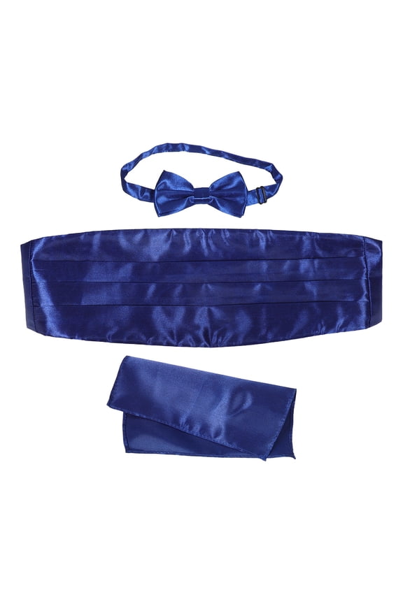 1Set Formal Navy Cummerbund and Pocket Square Set for Men Wedding and Party Use