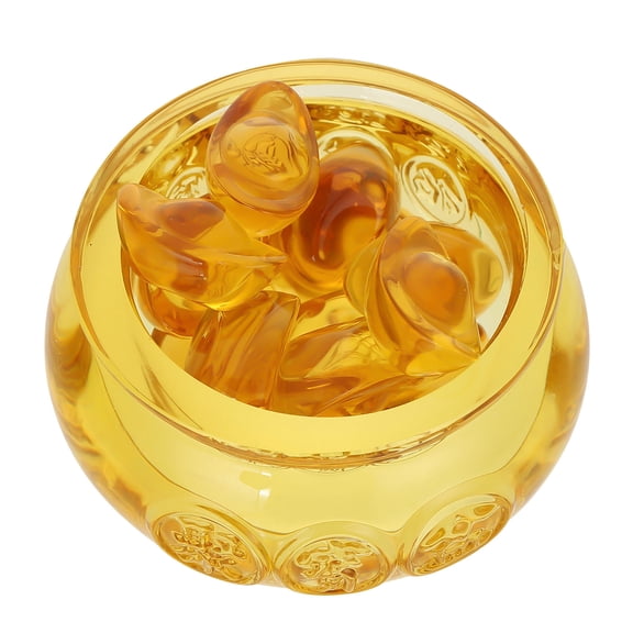 BESTYASH 1Set Golden Crystal Feng Shui Decor Treasure Basin for Home Desktop Office Desk Decoration