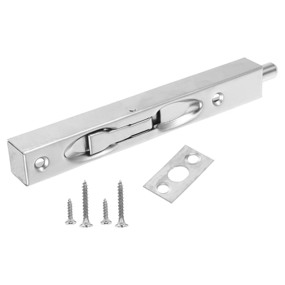 BESTYASH 1Set Home Use Stainless Steel Door Flush Bolt with Brushed Plated Silver Surface and Easy Installation