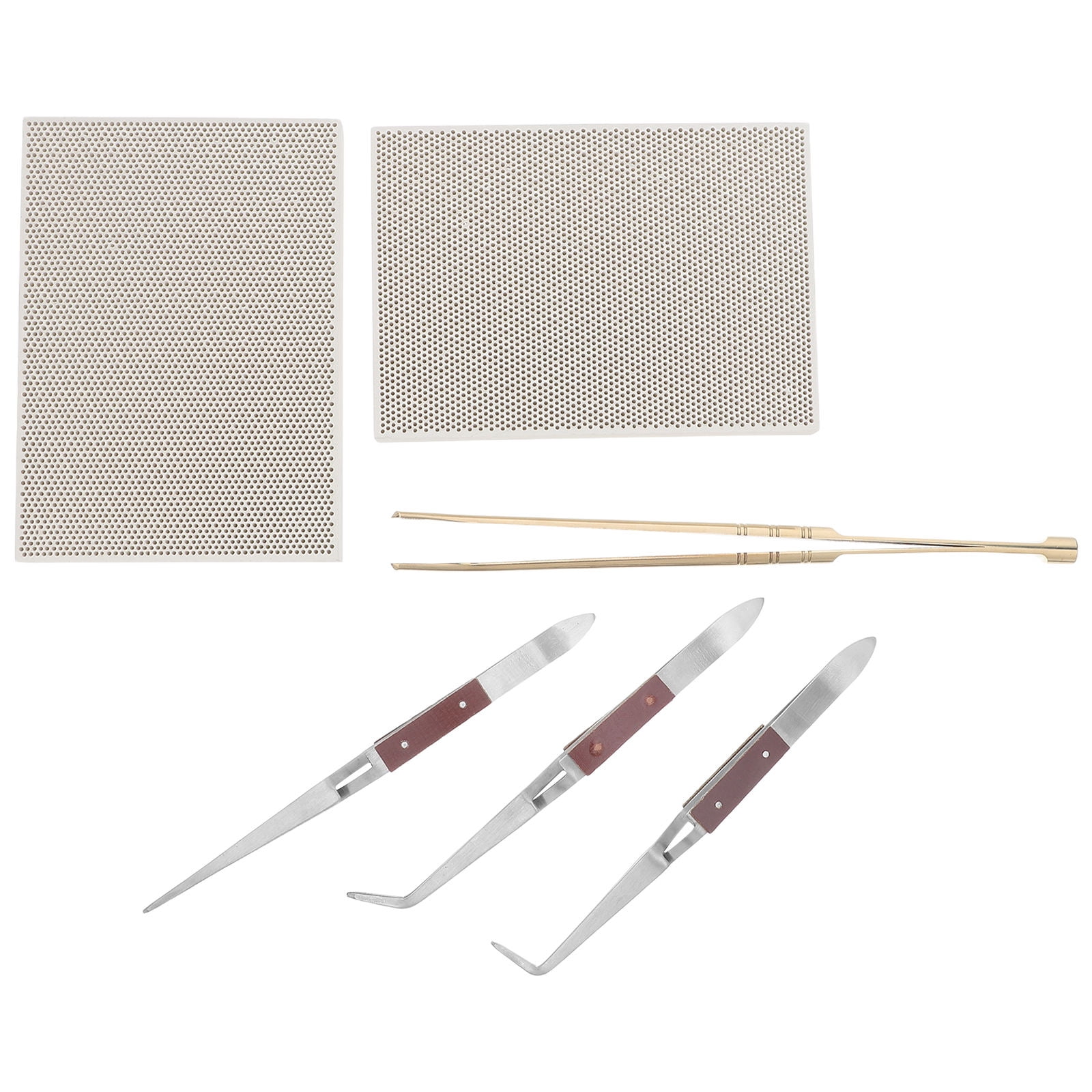 BESTYASH 1Set Jewelry Welding Equipment with Honeycomb Board Copper Soldering Tweezers and Tongs