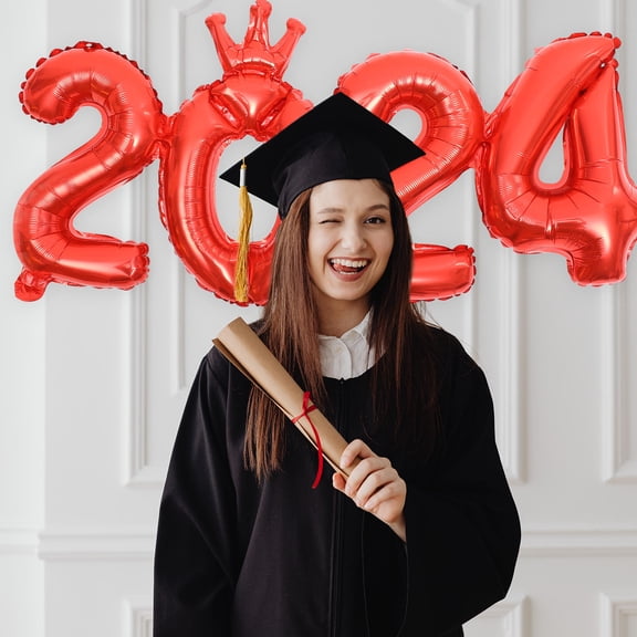 BESTYASH 1Set Large Red 2024 Number Balloon Party Decoration Balloon for Indoor Outdoor Use