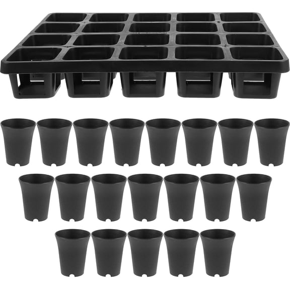 BESTYASH 1Set Lightweight Black Plastic Flower Plant Pot with Humidity Dome for Planting