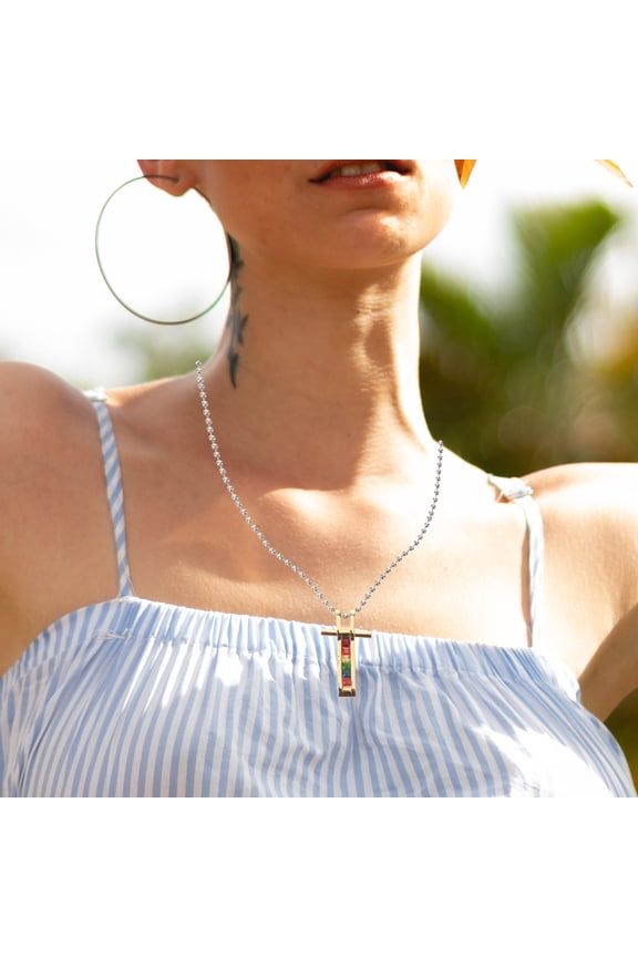 Titanium Steel Cross Pendant Necklace Set, Metal Jewelry Accessories for Everyday Wear and Community Events