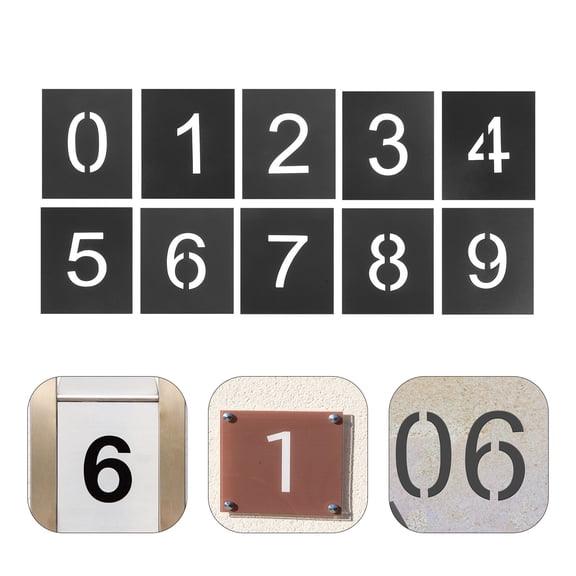 BESTYASH Reusable Number Stencils Set 0-9 Black Templates for Curb Painting, Crafts, Projects and Home Use