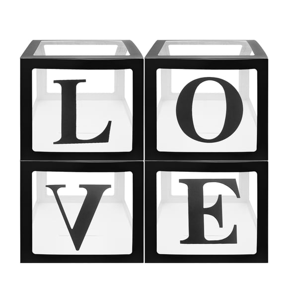 BESTYASH 1Set Party Decorative Balloon Box Transparent Material with Love Print for Wedding Decor Black