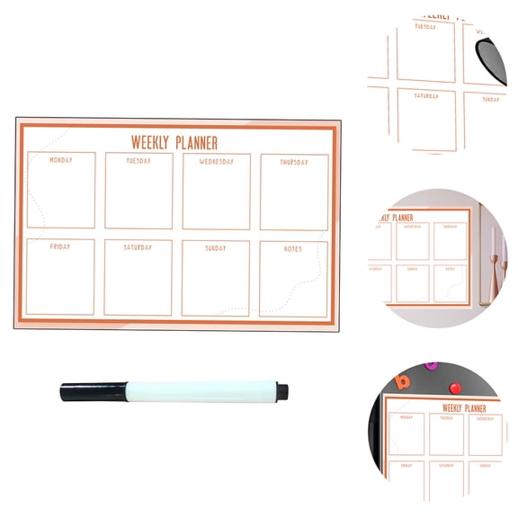 BESTYASH 1Set Pasteable Whiteboard Week Plan Reusable Dry Erase Whiteboard for Writing Notes and Reminders
