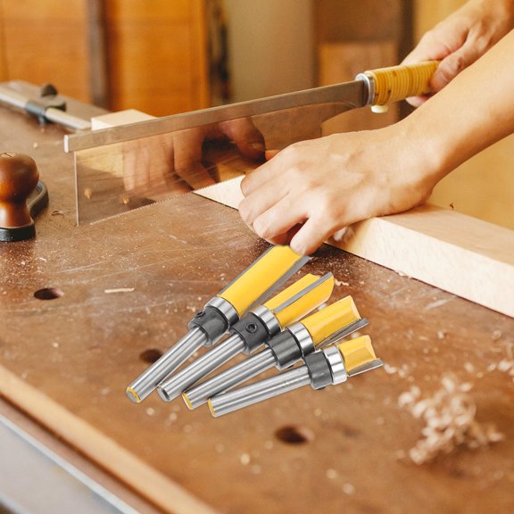 BESTYASH 1Set Pattern Flush Trim Router Bit with Bearing for Solid Wood and Mdf Trimming
