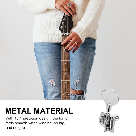 BESTYASH 1Set Plated Silver Guitar Tuning Peg Bass String Machine Head Easy to Install and Replace