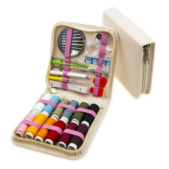 BESTYASH 1Set Portable Needle Thread Box Assorted Color Cotton Plastic Metal for Home Travel