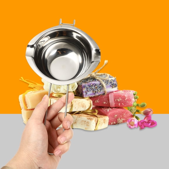 BESTYASH 1Set Wax Heater Pot Stainless Steel Soap Melting Container with Long Handle for DIY Use
