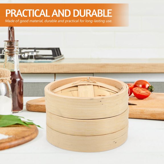 BESTYASH 1Set Premium Bamboo Steamer Basket Practical Kitchen Steamer for Rice Eggs and Corn