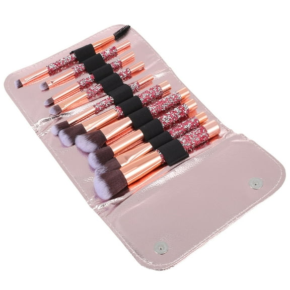BESTYASH Rhinestone Makeup Brushes Set for Women, PU Handle, Daily Use Cosmetic Brush Kit, 1 Set