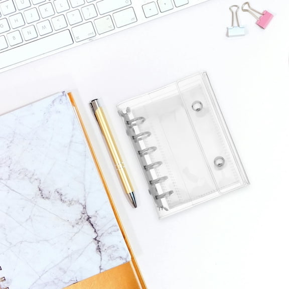 BESTYASH Refillable Small Loose Leaf Binder Set with Clear PVC Cover and Closure for Notes and Organizing