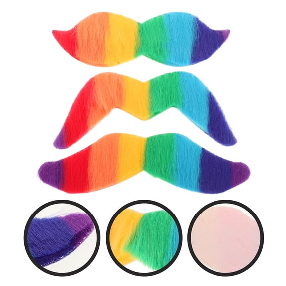 BESTYASH 1 Set Reusable Party Mustache Set, Soft Comfortable Self-Adhesive Fake Facial Hair for Costume Party, Photo Props