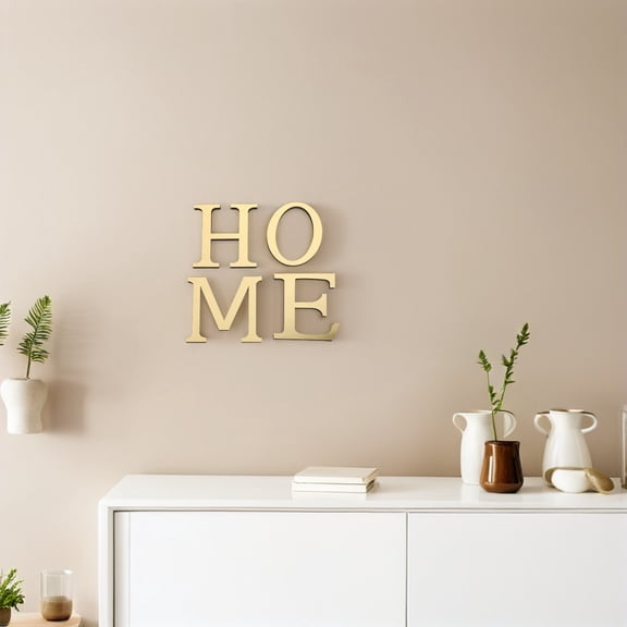 BESTYASH 1Set Self Adhesive Golden Acrylic Mirror Letters 3D Wall Stickers for Home