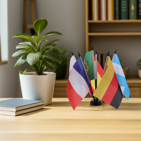 BESTYASH 1Set Small National Flag Set with Stable Base for Soccer Party 2026 Vibrant Fabric Flags