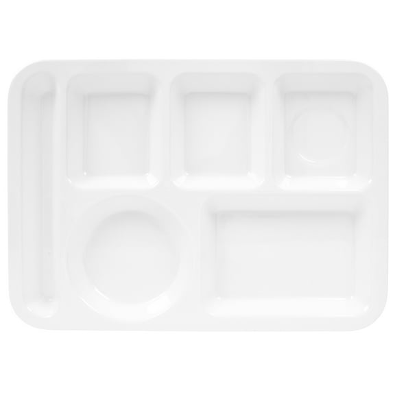 BESTYASH Stackable White Multi-Grid Divided Food Plate Set for Cafeteria and Household Use, and Practical