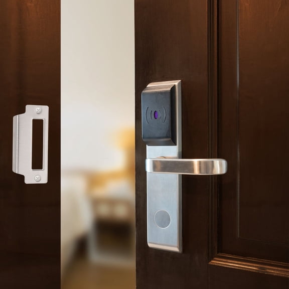 BESTYASH 1Set Stainless Steel Door Security Plate with Combo Latch and Deadbolt Strike for Door Reinforcement