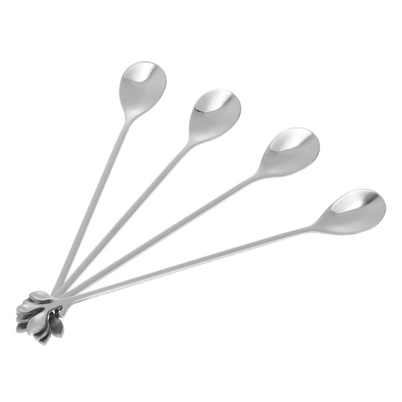 BESTYASH 1Set Stainless Steel Mixing Spoons Long Handle Coffee Spoons Plated Silver for Home Use and Glossy