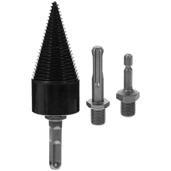 BESTYASH 1Set Steel Wood Splitter Drill Bit Firewood Cone Tool Reduces Friction and Saves Time