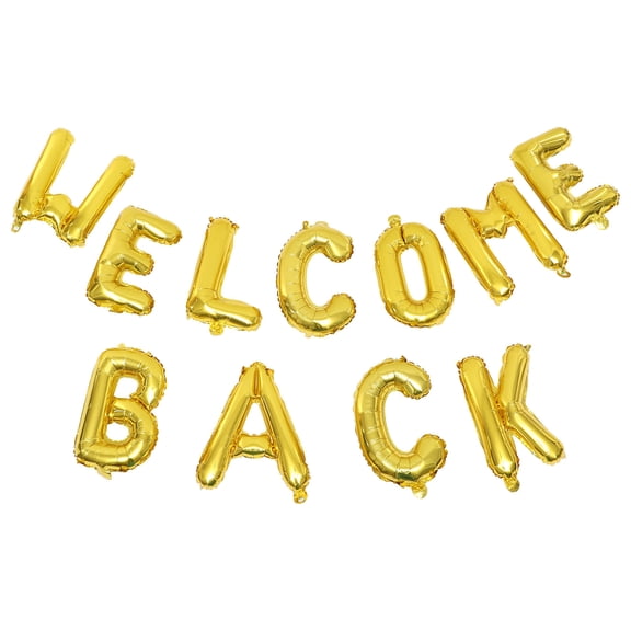 BESTYASH 1Set Welcome Back Balloons Golden Foil Party Decorations for School Classroom Office Reunion Photo Backdrop