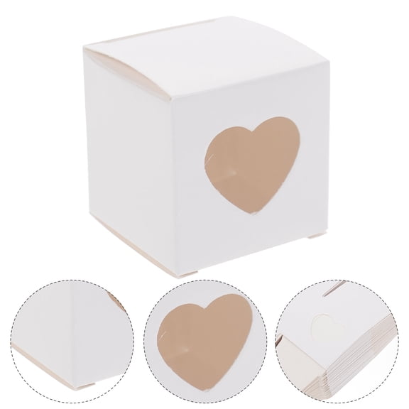 BESTYASH 1Set White Paper Candy Boxes with Window for Wedding and Storage Use with Easy Fold Design