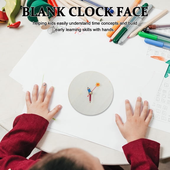 BESTYASH 1Set DIY Wooden Clock Kit with Blank White Clock Face and Hands for Creative Crafting and Classroom Teaching
