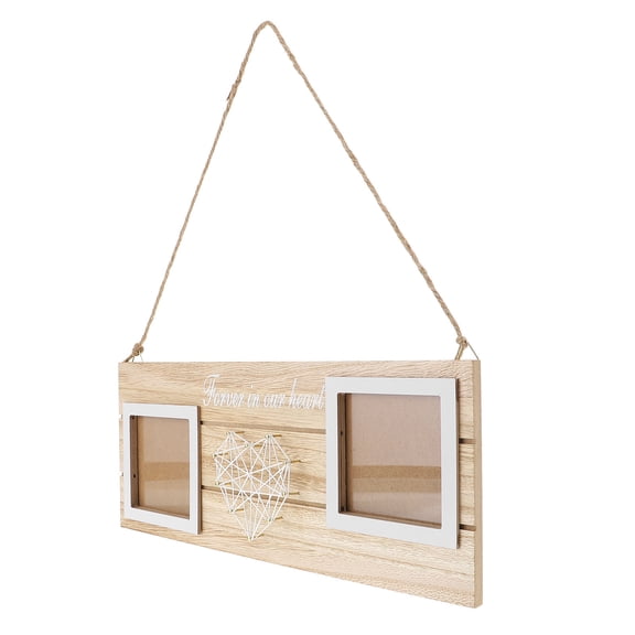 BESTYASH White Wooden Desk Photo Frame with Heart String Art - Decorative Picture Display for Home and Office