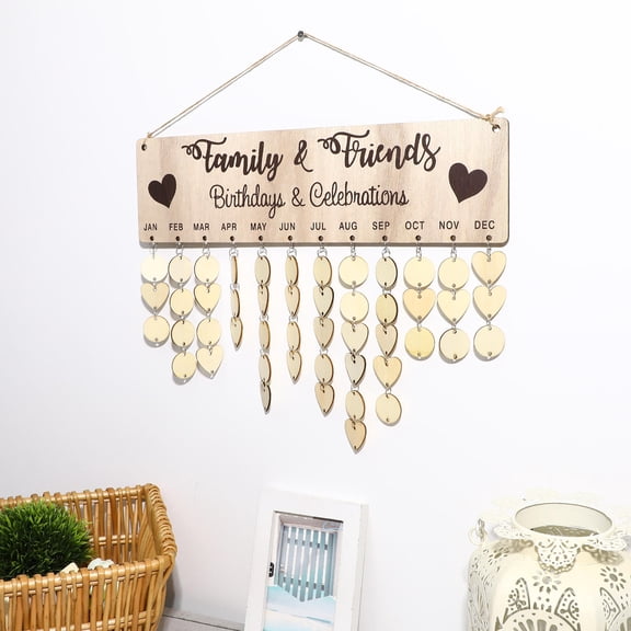 BESTYASH Wooden Perpetual Date Calendar, Beige Retro Wall Plaque Monthly Reminder Board for Hallway, Entryway Home Decor