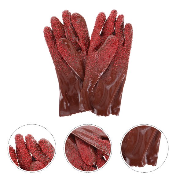 BESTYASH 2 Pairs Grip Work Gloves Winter PVC Gloves Antislip For Sewer Cleaning Tasks