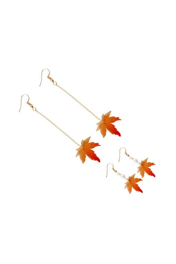 2 Pairs Maple Leaf Earrings Acrylic Contour Modification for Ladies