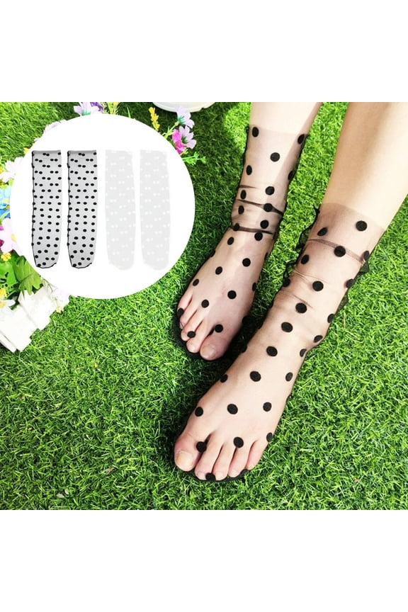 Women's Thin Black Socks 2 Pairs Lightweight Breathable Polypropylene