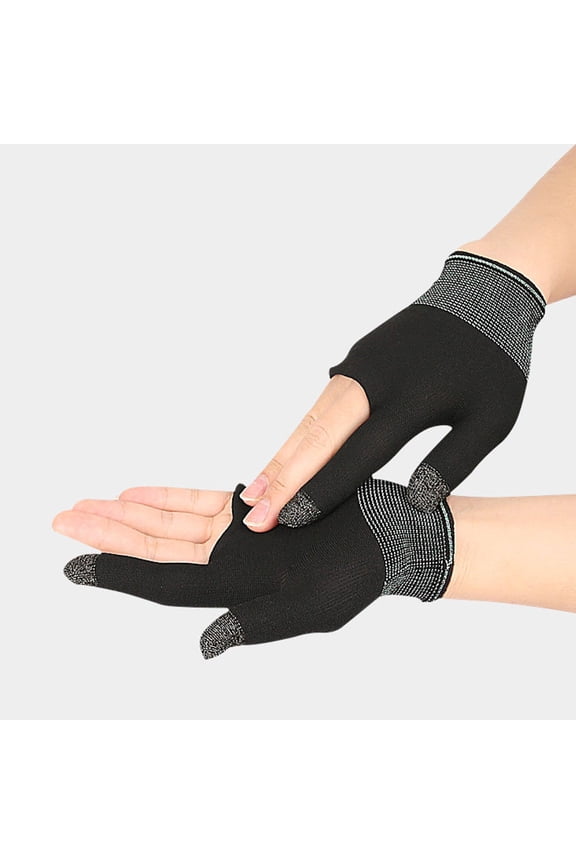 2 Pairs of Gaming Gloves Sweaty Hands Breathable Nylon for Gamers Black Sleek Design