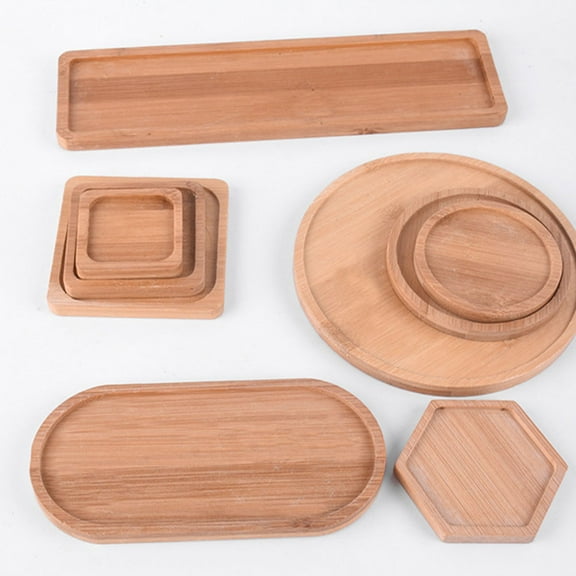 BESTYASH Set of 2 Hexagon Light Yellow Wood Small Fruit Trays for Snack Serving in Coffee Shop or Dresser