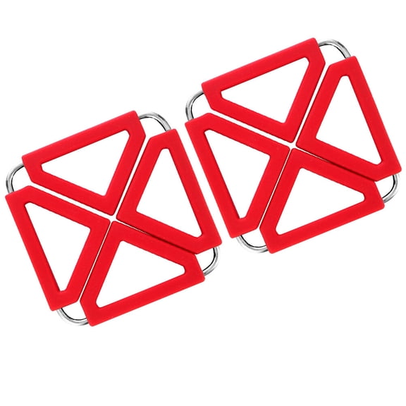 BESTYASH Foldable Trivet Mat Red Insulated Non-Slip for Cookware and Counter 2Pcs