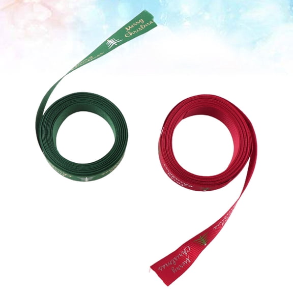 BESTYASH 2 Roll Decorative Wrapping Ribbon Green Present Wrapping Accessories for Holiday Parties