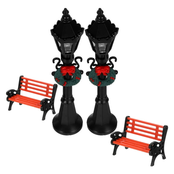 BESTYASH 2 Sets Christmas Village Lamp Posts in Assorted Colors, PE Miniature Decorative Design for Collectors and Hobby Enthusiasts