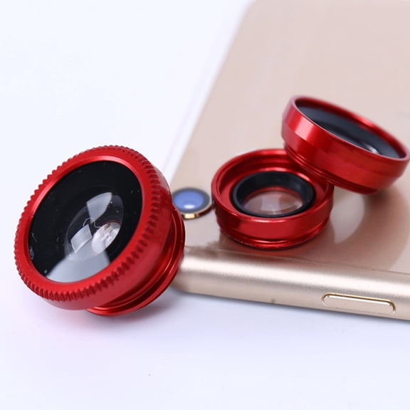 BESTYASH 2-Pack Red Metal Fish Eye Smartphone Camera Lenses for Photography and Portrait Shots