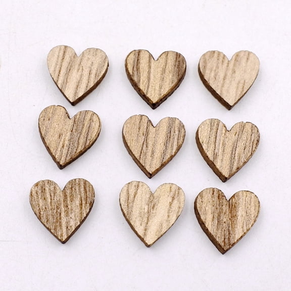 BESTYASH 200Pcs Wooden Craft Light Brown Wood Heart Cutouts for Holiday and Wedding Decor