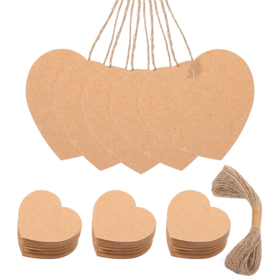 BESTYASH 200Pack of Heart Shaped Kraft Labels for Decoration in Brown Paper Romantic