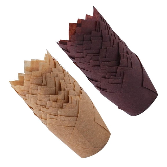 BESTYASH 200Pcs Disposable Greaseproof Baking Cups For Pastry Light Brown