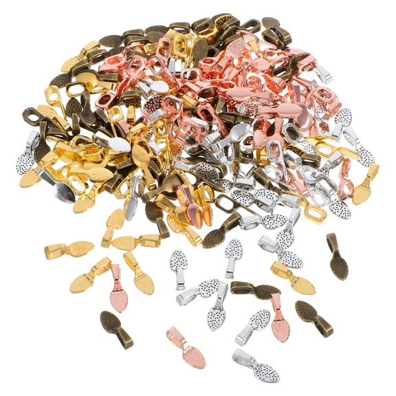 BESTYASH 200Pcs Glue on Bail Charms in Assorted Color Metal Rings for Jewelry Making and Nail Art