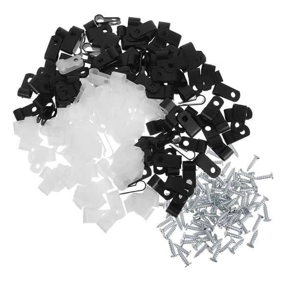 BESTYASH 200Pcs Nylon R Type Cable Clips Clamp Kit for Indoor Outdoor Wire and Organization