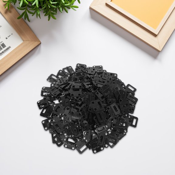 BESTYASH 200Pcs Picture Frame Back Hinges Black Metal Hardware with Scratch Resistant Finish