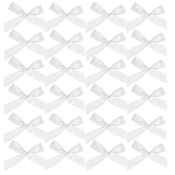 BESTYASH 200Pcs Tiny White Satin Ribbon Bows for Crafts Portable Bow Ornaments for Presents and Wedding Decor