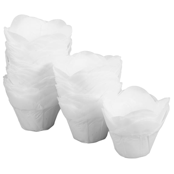 BESTYASH 200Pcs White Grease Resistant Lotus Baking Cups Muffin Liners Paper Cupcake Liners for Home