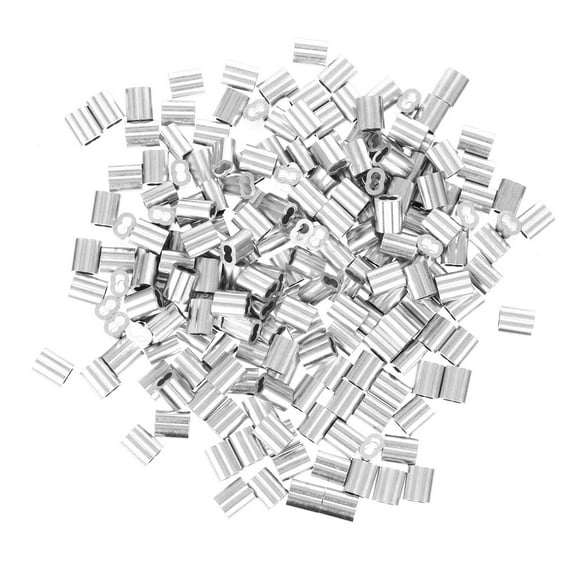 BESTYASH 200pcs Aluminum Cable End Crimps Wire Rope Clamps Cable Clips Crimping Sleeves for 3mm Steel Wire Double Fittings