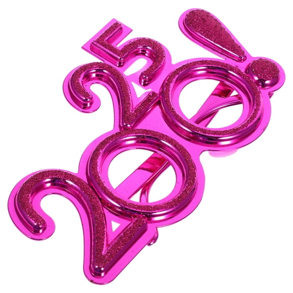 BESTYASH 2025 Number Party Glasses in Rosy Plastic for New Year Celebration, Photo Booth Props and Party Supplies